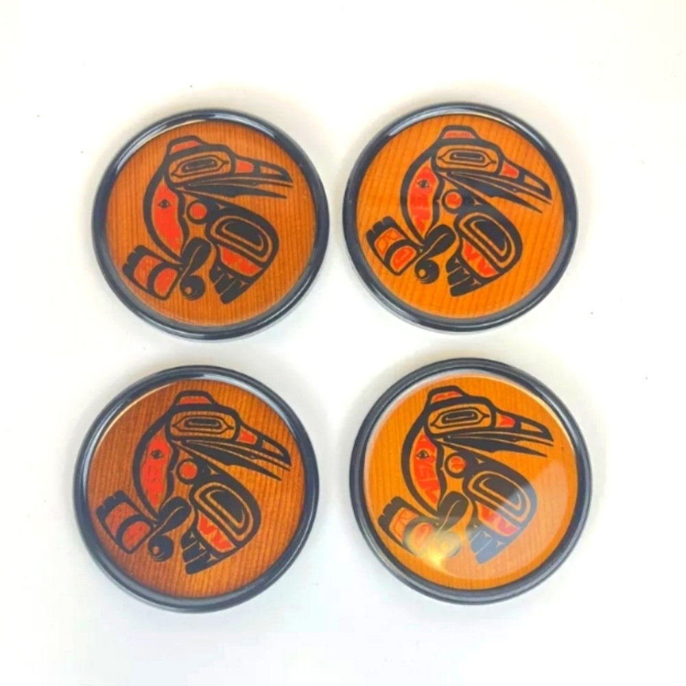 Vintage Red Cedar BOMA Coasters Set of 5 Made In Canada